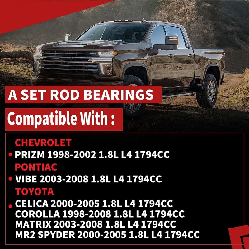 EPChunMi STD RB946 Rod Bearings Set for Chevrolet for Toyota for Pontiac 1.8L 1998-2008 Standard Size Connecting Rod Bearing kit Replace CR4263SI 13041-22020 BB1010 - Image 5